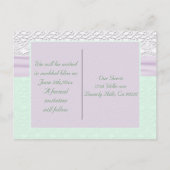 ロマンチックなレースラベンダーフラワーミントグリーン救デート 案内ポストカード (裏面)