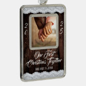 ロマンチックなレース素朴とウッドカントリーシック シルバープレートフレームオーナメント (右)