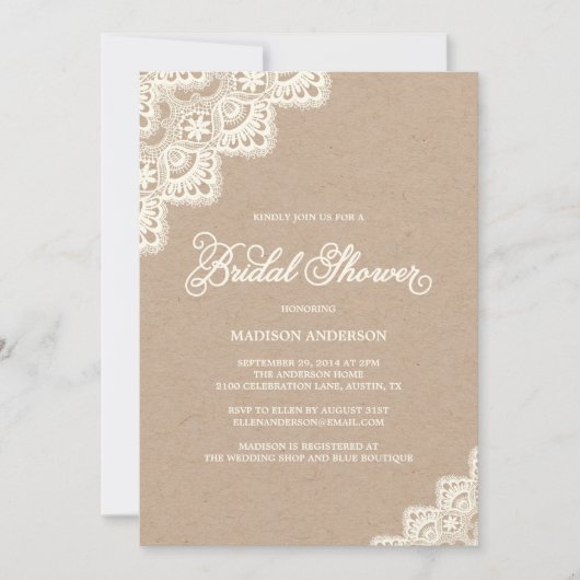 ロマンチックなレース|のブライダルシャワーの招待状 招待状 (正面)