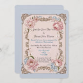 ロマンチックなロココ結婚フローラ 招待状 (正面/裏面)