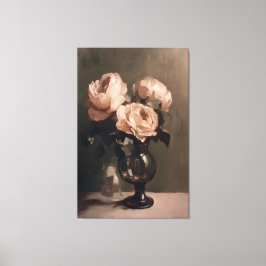 ロマンチックなローズブーケ入り花瓶 – クラシック静止 キャンバスプリント