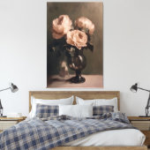 ロマンチックなローズブーケ入り花瓶 – クラシック静止 キャンバスプリント (インサイチュ (寝室))