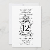 ロマンチックなローズ 12周年 結婚記念日 招待状 (裏面)