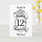 ロマンチックなローズ 12TH 結婚12周年記念 カード (黄色い花)
