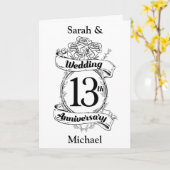 ロマンチックなローズ 13回目の結婚記念日 カード (黄色い花)