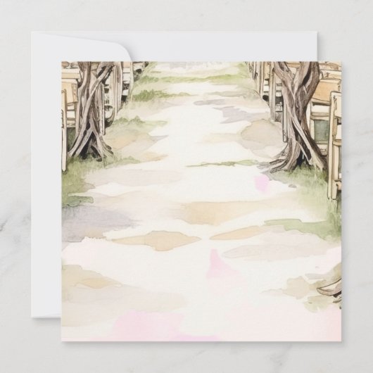 ロマンチックなワイナリーのブドウの木の結婚式招待状 (裏面)