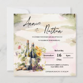 ロマンチックなワイナリーのブドウの木の結婚式招待状 (正面)