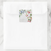 ロマンチックなワイルドサマーベリー結婚ズステッカー スクエアシール (バッグ)