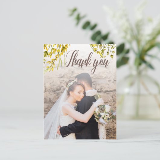 ロマンチックなワイルドフラワーの水彩ありがとう ポストカード (スタンド正面)