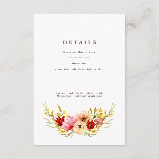 ロマンチックなワイルドフラワーの水色詳細カード エンクロージャーカード (正面)