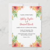 ロマンチックなワイルドフラワーウォータカラー結婚フローラ 招待状 (正面)