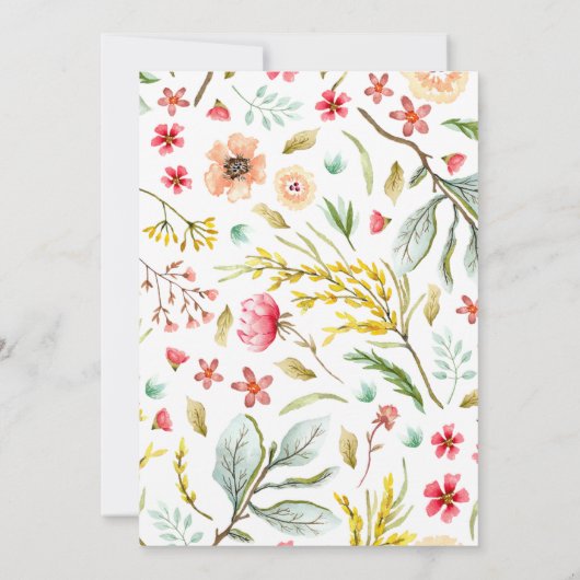 ロマンチックなワイルドフラワーウォーターリース結婚ズ 招待状 (裏面)