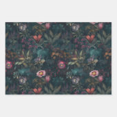 ロマンチックなワイルドフラワーピンクと緑のデコページ ラッピングペーパーシート (正面2)