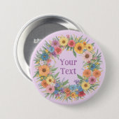 ロマンチックなワイルドフラワーフローラリースラペールアドルメント 缶バッジ (正面&裏面)