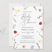 ロマンチックなワイルドフラワーベビーガールシャワー 招待状 (正面)