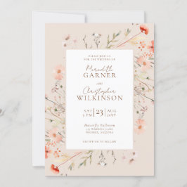 ロマンチックなワイルドフラワーボホピンク結婚ズ 招待状