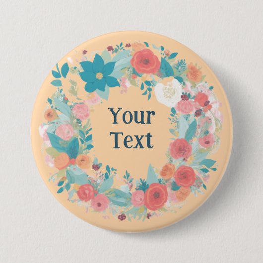 ロマンチックなワイルドフラワーリースラペールアドルメント 缶バッジ (正面)