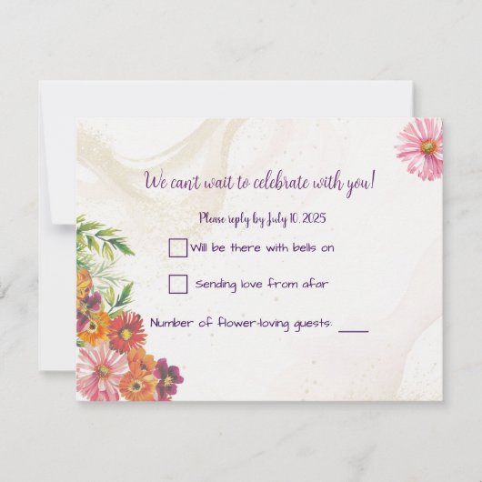 ロマンチックなワイルドフラワー春の結婚式の応答カード 出欠カード (正面)