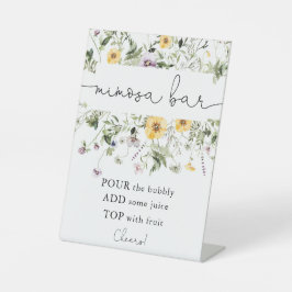 ロマンチックなワイルドフラワー春ミモサバー徴候 台座サイン