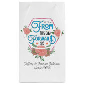 ロマンチックなワードアート結婚のカスタマイズ スモールペーパーバッグ (裏面)