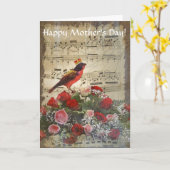 ロマンチックなヴィンテージのコラージュの母の日 カード (黄色い花)