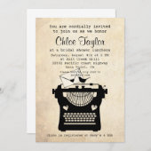 ロマンチックなヴィンテージのタイプライターのブライダルシャワーの招待 招待状 (正面/裏面)