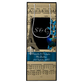 ロマンチックなヴィンテージのパリの名前入りな結婚式 ワインギフトバッグ