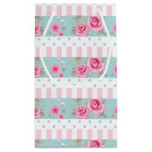 ロマンチックなヴィンテージのピンク及び真新しい花のバラパターン スモールペーパーバッグ (裏面)