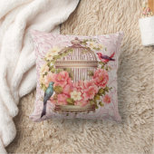 ロマンチックなヴィンテージの水色のフローラ鳥小屋 クッション (ブランケット)