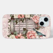 ロマンチックなヴィンテージの水色のフローラ鳥小屋 Case-Mate iPhoneケース (裏面 (横))