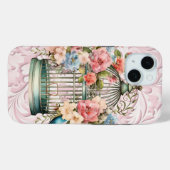 ロマンチックなヴィンテージの水色のフローラ鳥小屋 Case-Mate iPhoneケース (裏面 (横))