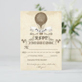 ロマンチックなヴィンテージの熱気球が付いた結婚式の出欠確認 出欠カード (スタンド正面)