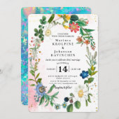 ロマンチックなヴィンテージの結婚式 招待状 (正面/裏面)