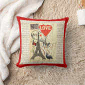 ロマンチックなヴィンテージの郵便はがきのバレンタイン クッション (ブランケット)