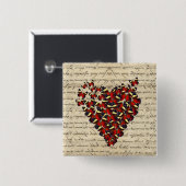 ロマンチックなヴィンテージのbutterfies 缶バッジ (正面&裏面)