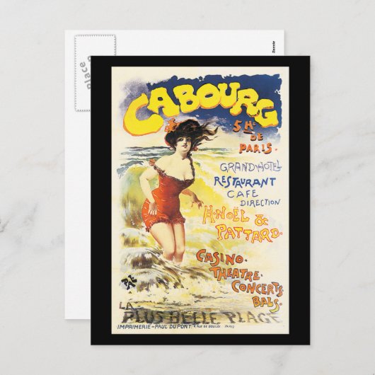 ロマンチックなヴィンテージのCabourg旅行休日ポスター シーズンポストカード (正面/裏面)