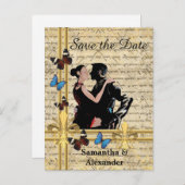 ロマンチックなヴィンテージは日付を保存 案内ポストカード (正面/裏面)