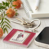 ロマンチックなヴィンテージアイススケート場面エレガントなカップル キーホルダー (正面右)