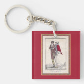 ロマンチックなヴィンテージアイススケート場面エレガントなカップル キーホルダー (正面)