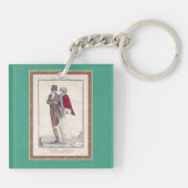 ロマンチックなヴィンテージアイススケート場面エレガントなカップル キーホルダー (裏面)