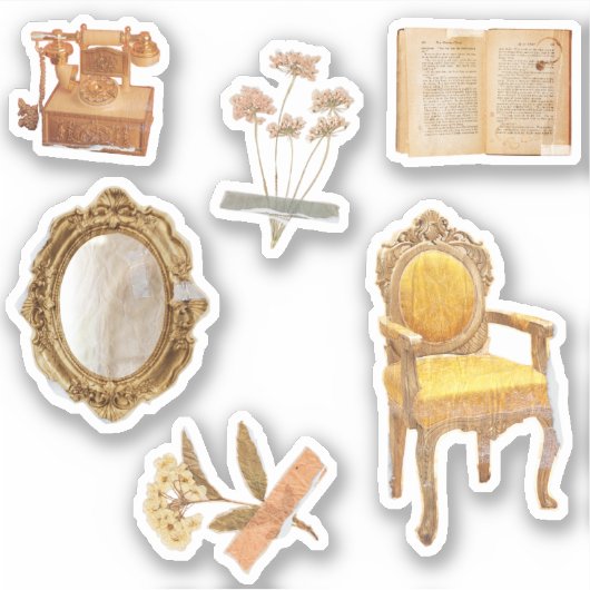 ロマンチックなヴィンテージアンティークプランナーシール シール (正面)