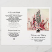 ロマンチックなヴィンテージアート折り畳み結婚式 プログラム (正面)