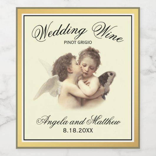 ロマンチックなヴィンテージウェディングワインファーストキス ワインラベル (シングルラベル)