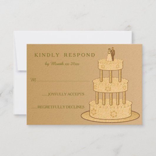 ロマンチックなヴィンテージウェディングRSVP 出欠カード (正面)
