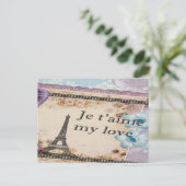 ロマンチックなヴィンテージエッフェルタワー ポストカード (スタンド正面)