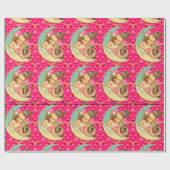 ロマンチックなヴィンテージエンジェル2とビクトリアン猫 ラッピングペーパー (フラット)