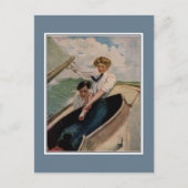 ロマンチックなヴィンテージカップル、セーリング ポストカード (正面)