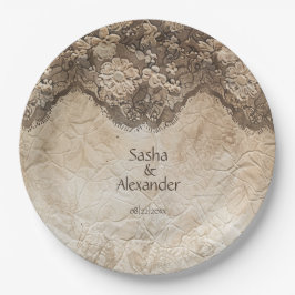 ロマンチックなヴィンテージカントリーレース ペーパープレート