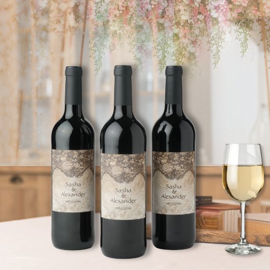 ロマンチックなヴィンテージカントリーレース ワインラベル