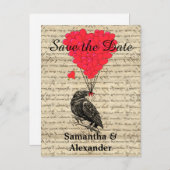 ロマンチックなヴィンテージクロウは日付を保存 案内ポストカード (正面/裏面)